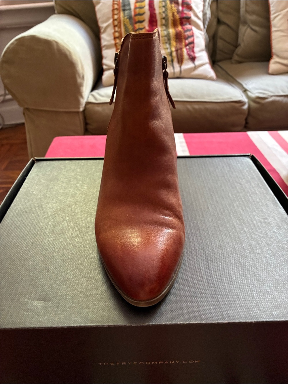 FRYE Judith Zip Bootie - Cognac - Size 8M - Picture 6 of 14